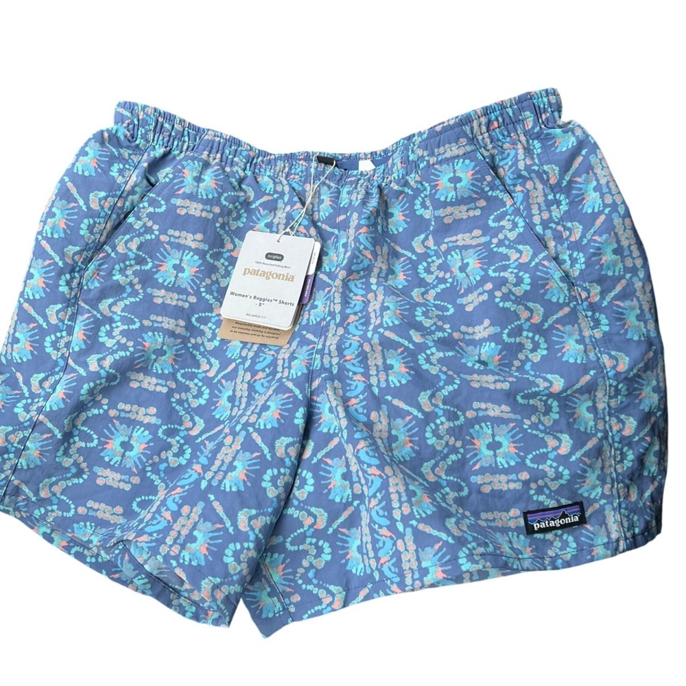 NWT Patagonia Womens Baggies Shorts 5 Inch Sunshine Dye Current Blue Medium